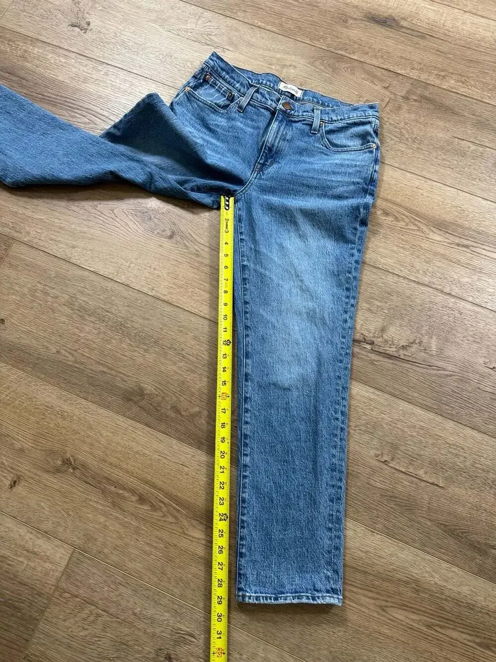 Madewell The Slim Boyjean Jeans Womens 29 Blue Mid Rise Straight Denim Stretch